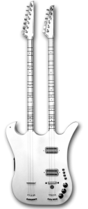 Çift Saplı Beyaz Elektro Bağlama Gitar tipli
